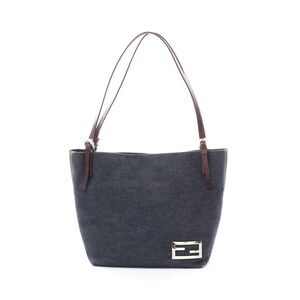 Vintage Fendi Shoulder bag Authentic Tote bag Denim Leather